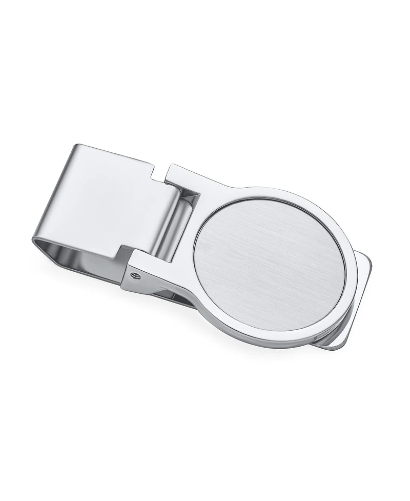 Bling Jewelry Large Round Hinged Style Money Clip Card Holder Stainless Steel