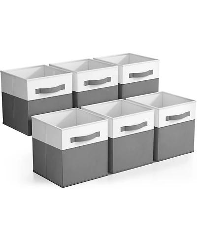 Sorbus 6 Pack 11" Two Tone Foldable Storage Cubes with Handles - Perfect for clothes, toys, books, linens, and more