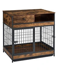 Furniture Dog Cage Crate with Double Doors Rustic Brown