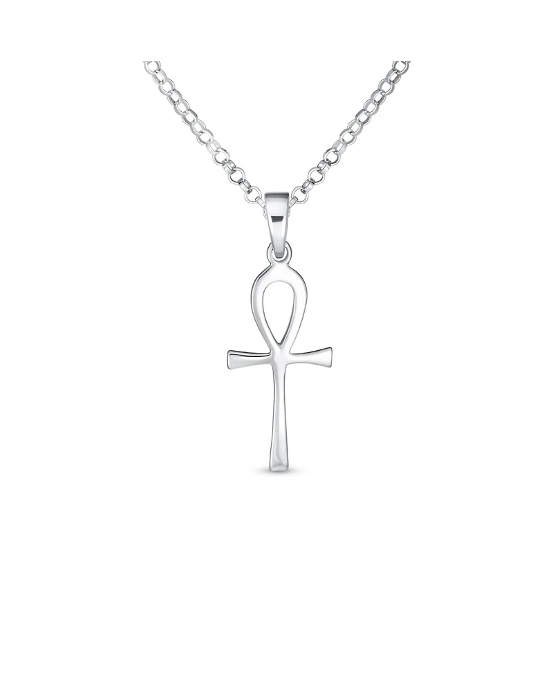 Bling Jewelry Sterling Silver Ankh Cross Pendant Necklace Religious Pendant