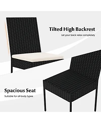 Pe Wicker Patio Chairs Set of 2 with Cushions for Porch Deck Garden and Backyard