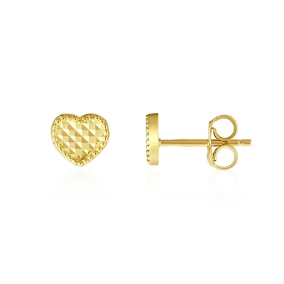 Sparkle Cut Heart Stud Earrings