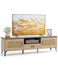 Mid-Century Modern Entertainment Center with 2 Cabinets and Storage Drawer Stylish Tv Stand for Living Room