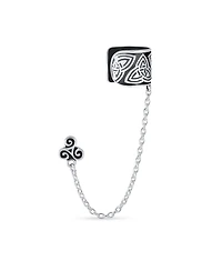 Bling Jewelry Celtic Irish Trinity Triskele Wrap Cartilage Ear Cuff Chain Pierced Ear Stud Earrings 1Pcs Oxidized .925 Sterling Silver