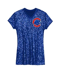 Outerstuff Big Girls Royal Chicago Cubs Sequin V-Neck Dress
