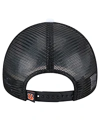 New Era Men's White/Black Cincinnati Bengals Sport Night Color Block 9FORTY A-Frame Trucker Adjustable Hat