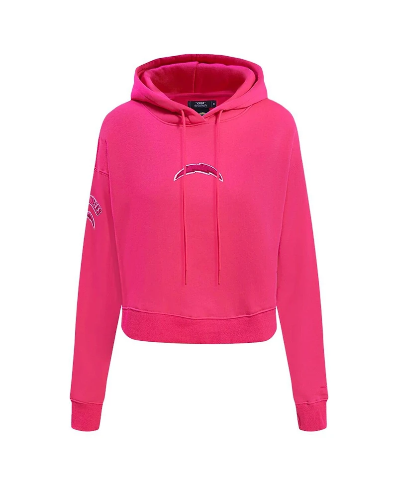 Pro Standard Women's Pink Los Angeles Chargers Triple Pink Cropped Fleece Pullover Hoodie