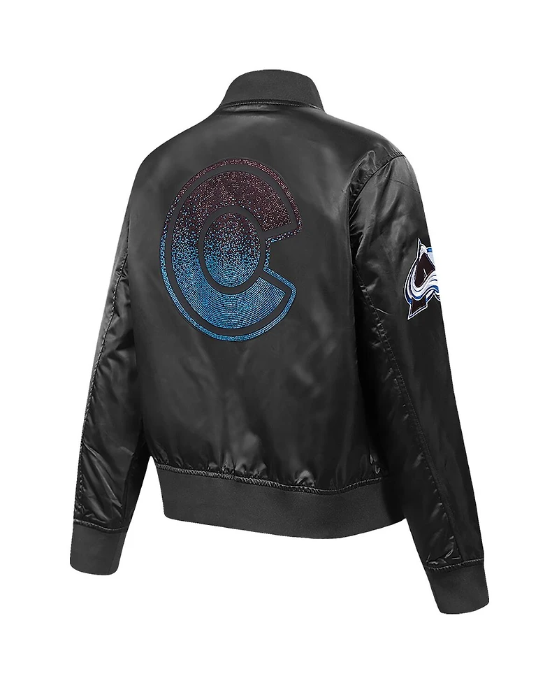 Pro Standard Women's Black Colorado Avalanche Rhinestone Jewels Satin Full-Snap Jacket