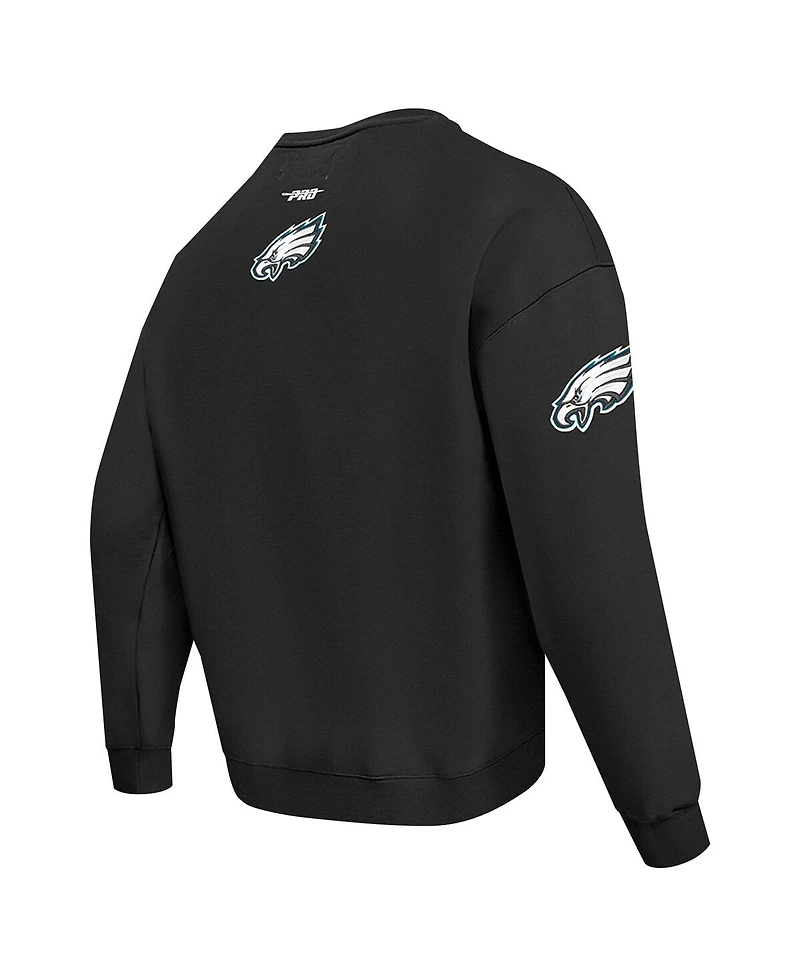 Pro Standard Men's Black Philadelphia Eagles Turn It Up Drop Shoulder Pullover Sweatshirt