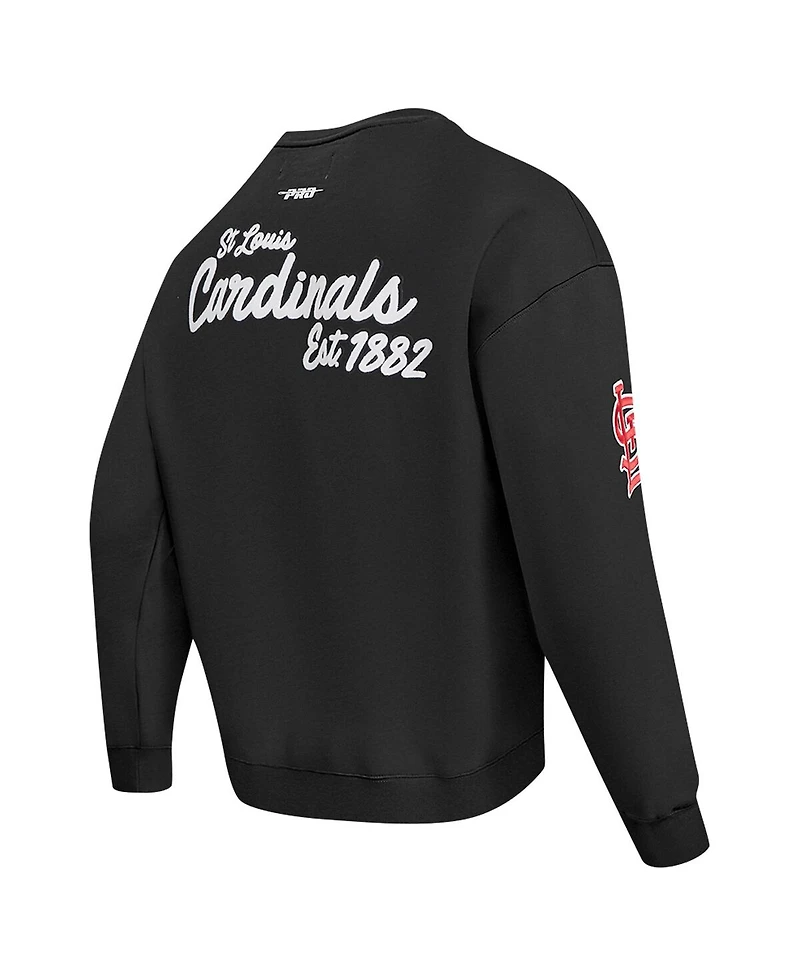 Pro Standard Men's Black St. Louis Cardinals Paint The City Dropped Shoulder Pullover Sweatshirt