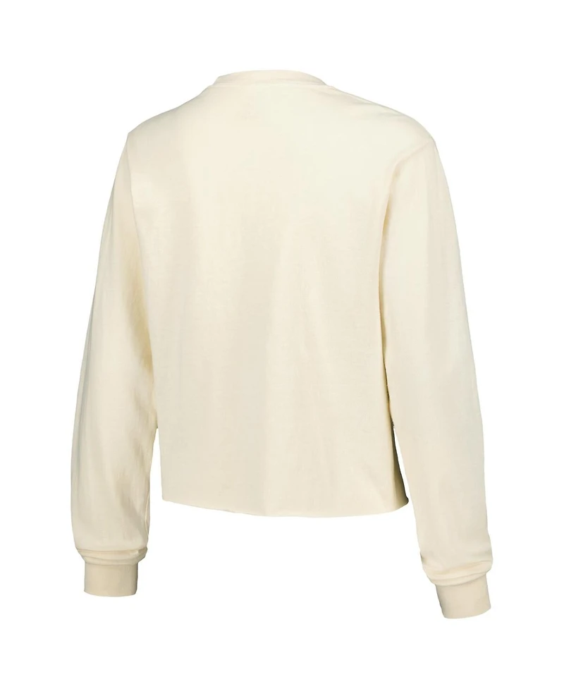Image One Women's Natural Arizona Wildcats Comfort Colors Basketball Cropped Long Sleeve T-Shirt