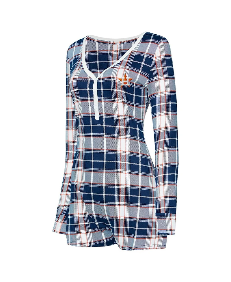 Concepts Sport Women's Navy/Orange Houston Astros Ashford Plaid V-Neck Knit Romper
