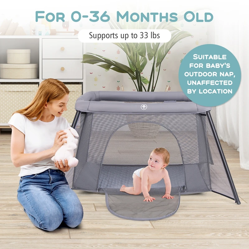 Foldable Baby Playpen with Safety Sides, 2-in-1 Design for Secure Playtime