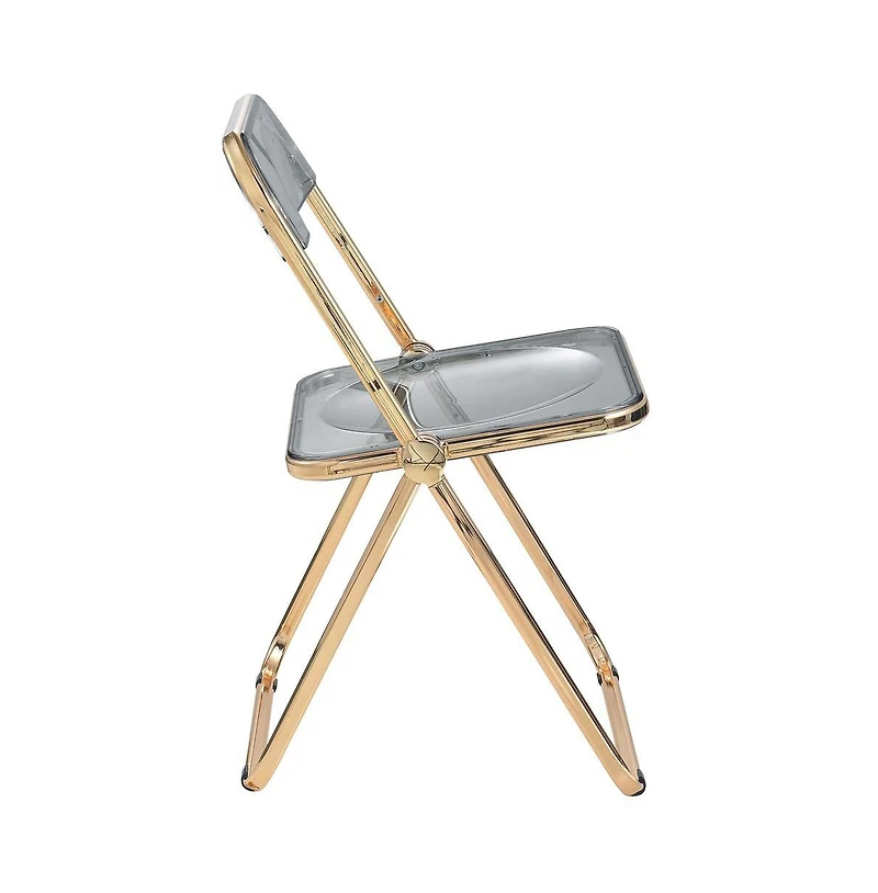 Lawrence Acrylic Folding Chair Black With Gold Metal Frame