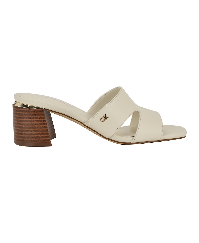 Calvin Klein Women's Valery Logo Block Heel Slide Sandals