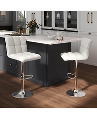 Modern Swivel Bar Stools Set of with Heavy-duty Metal Base & Footrest Back