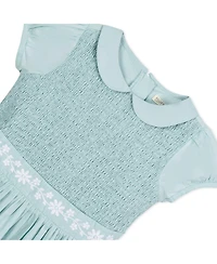 Hope & Henry Baby Girls Organic Puff Sleeve Smocked Party Dress with Peter Pan Collar