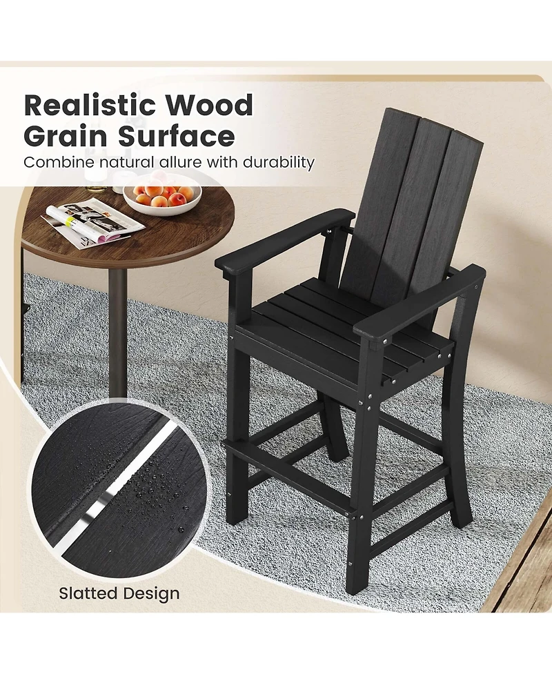 Tall Adirondack Chair with Ergonomic Backrest Armrests & Footrest for Backyard
