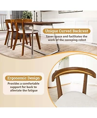 Space-Saving Wood Upholstered Dining Chair Set of 2 with Padded Seat & Curved Back