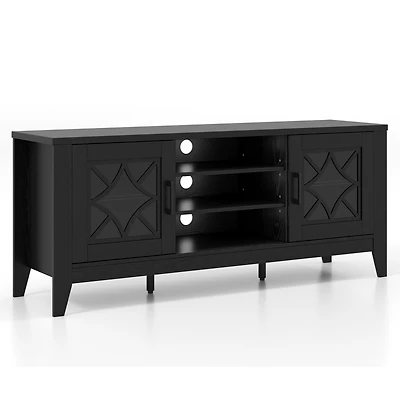 Farmhouse Tv Stand for TVs with Up to 4 Adjustable Shelves and Storage Space