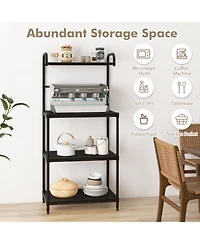 4-Tier Kitchen Microwave Storage Rack with Metal Shelves