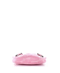 Pre-Owned Balenciaga Mini Le Cagole Giant Studs Shoulder Bag Bb Monogram Denim