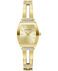 Caravelle Women's Crystal Accent Gold-Tone Stainless Steel Expansion Bracelet Watch 22mm