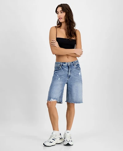 Juniors' High-Rise Baggy Denim Jorts