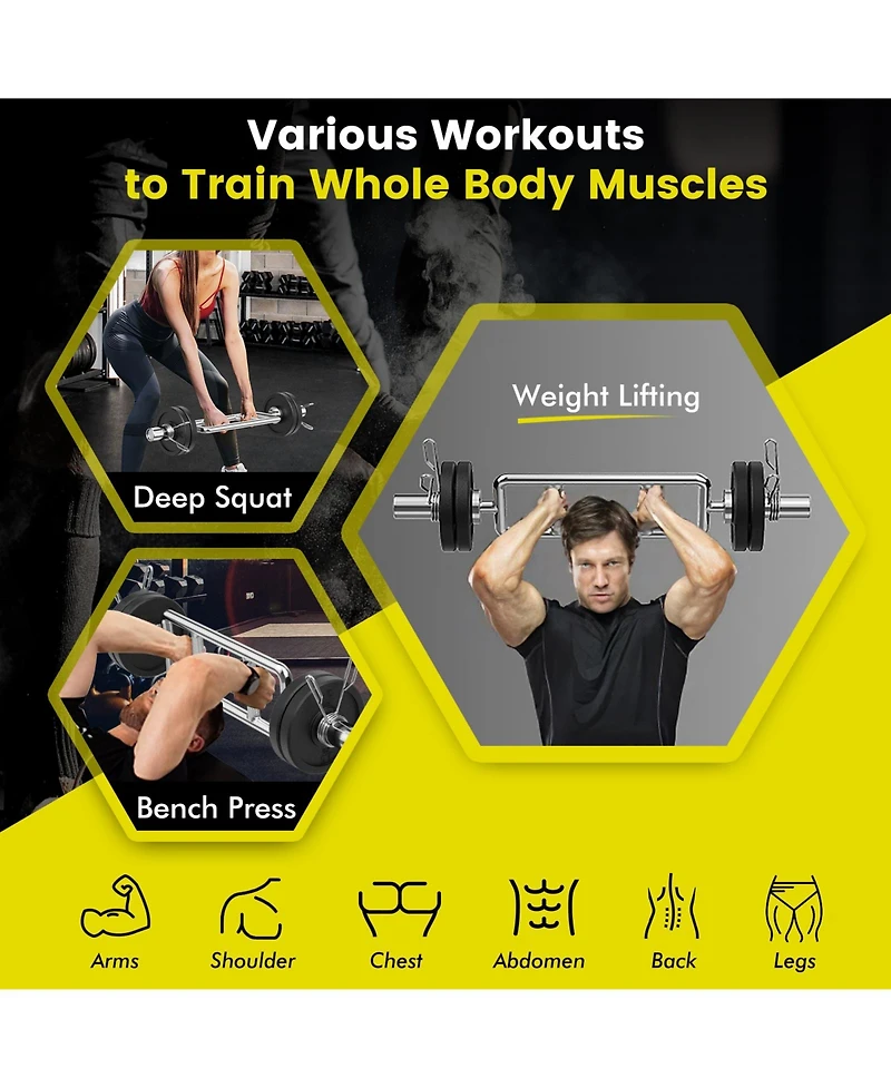 700 Lbs Olympic Triceps Bar with Knurled Handles for Squats, Deadlifts, Shrugs