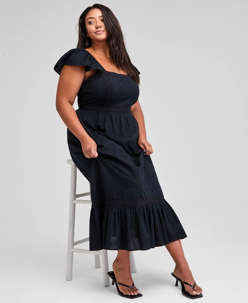 And Now This Trendy Plus Smocked Cotton Maxi Dress, Exclusively at Macy's