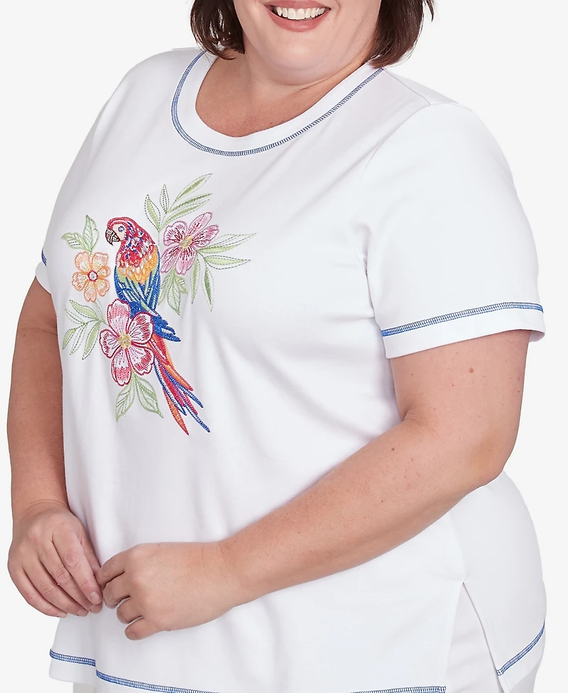 Alfred Dunner Plus Parrot Cay Centered Short Sleeve T-Shirt