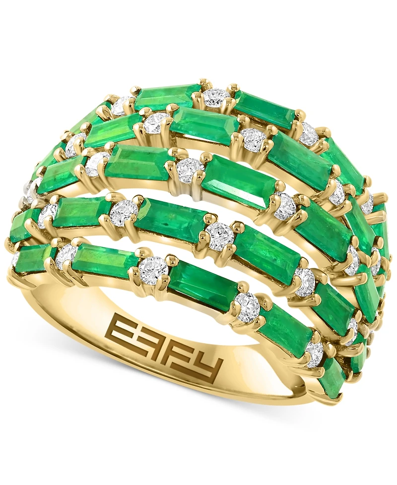 Effy Collection Diamond (5/8 ct. t.w.) & Blue Sapphire (3 Ring 14k White Gold (Available Pink Sapphire, Emerald, and Ruby)