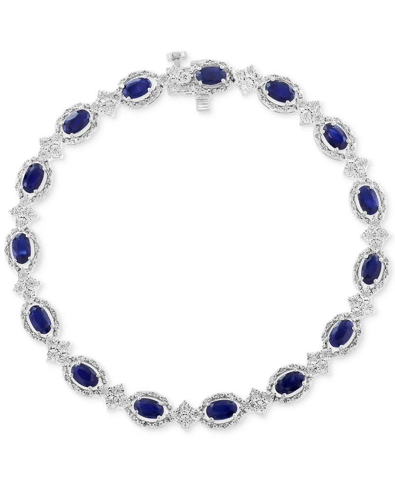 Effy Collection Diamond (1/2 ct. t.w.) & Blue Sapphire (4-1/4 ct. t.w.) Bracelet in Sterling Silver