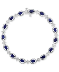 Effy Collection Diamond (1/2 ct. t.w.) & Blue Sapphire (4-1/4 ct. t.w.) Bracelet in Sterling Silver