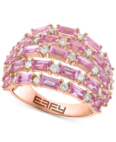 Effy Collection Diamond (5/8 ct. t.w.) & Blue Sapphire (3 Ring 14k White Gold (Available Pink Sapphire, Emerald, and Ruby)