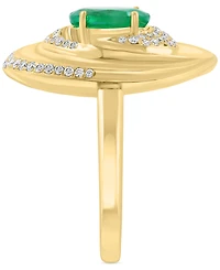 Effy Collection Diamond (1/2 ct. t.w.) & Emerald (1-1/6 ct. t.w.) Ring in 14k Gold Over Silver