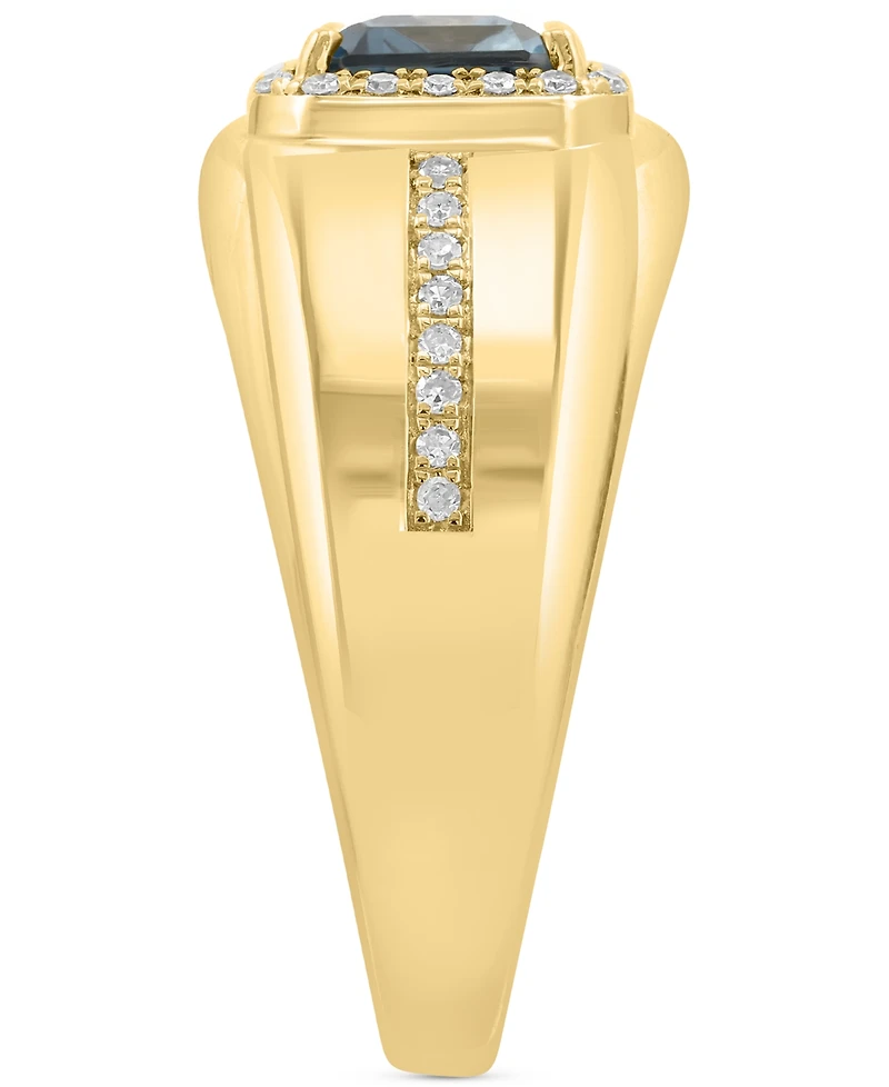 Effy London Blue Topaz (2-1/3 ct. tw.) & Diamond (1/6 ct. t.w.) Ring in 14k Gold over Silver