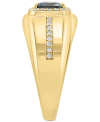 Effy London Blue Topaz (2-1/3 ct. tw.) & Diamond (1/6 ct. t.w.) Ring in 14k Gold over Silver