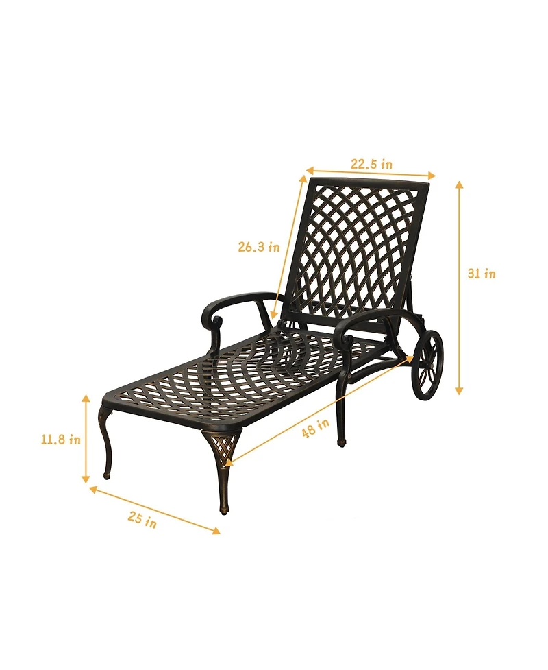 Outdoor Chaise Lounge with Cushions Patio Chairs Wheels & Adjustable Backrest Aluminium Pool Sun Lounges for Outside, Beige