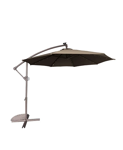 10 Ft Cantilever Patio Umbrella with Lights Offset Patio Umbrella Crank Large Outdoor Umbrella Pool Umbrella