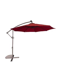 10 Ft Cantilever Patio Umbrella with Lights Offset Crank Large Outdoor Pool
