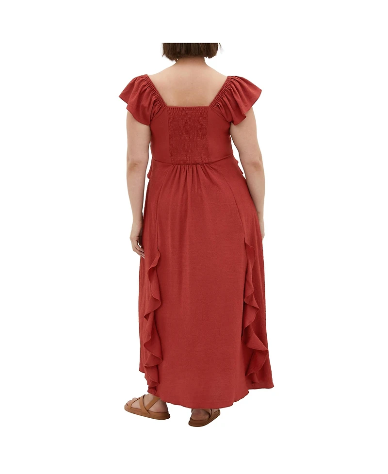 City Chic Plus Fee Frill Maxi Dress