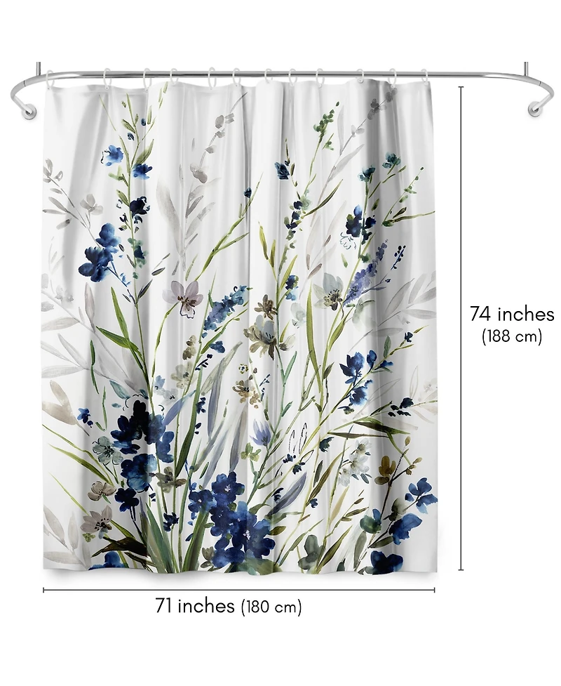 71x74 Floral Lavender Shower Curtain - 100% Polyester - Water-Resistant Bath Curtain