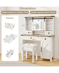 Makeup Vanity Desk with Mirror and 3-Color Dimmable Led Lights