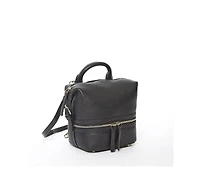 Susu Black Leather Backpack Purse for Women Convertible Crossbody Bag Medium Size with Front and Back Pockets