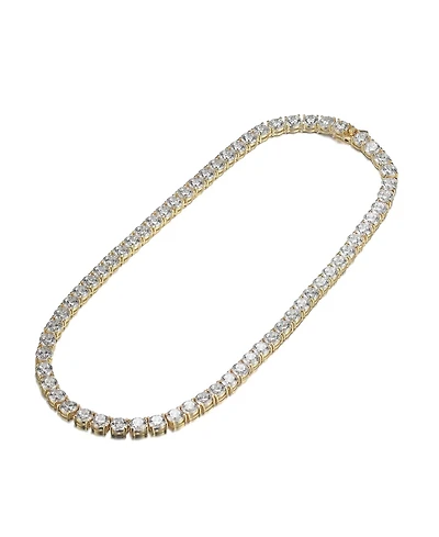 Sterling Silver with 6mm Clear Cubic Zirconia Tennis Necklace