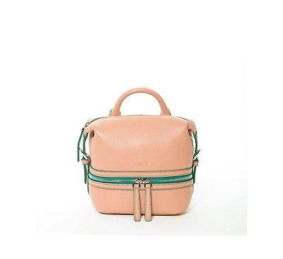 Susu Pink Leather Backpack Purse for Women Convertible Crossbody Bag Medium Size with Front and Back Pockets