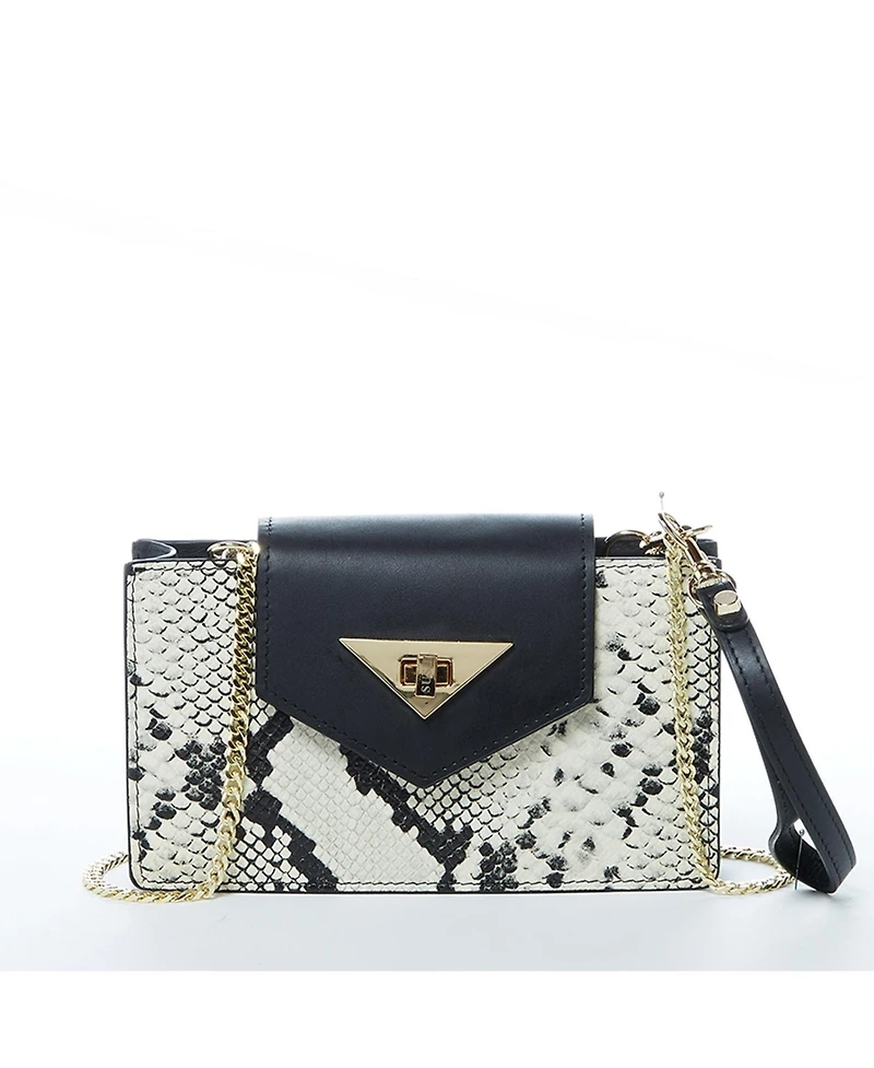 Susu Mini Crossbody Bag Small Leather Snakeskin Black Purse Wristlet Women's Handbag