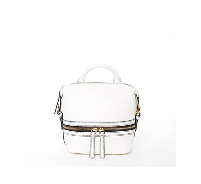 Susu White Leather Backpack Purse Convertible Medium Crossbody Bag for Women with Front and Back Pockets