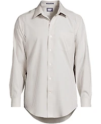 Lands' End Men's Pattern No Iron Supima Pinpoint Straight Collar Dress Shirt